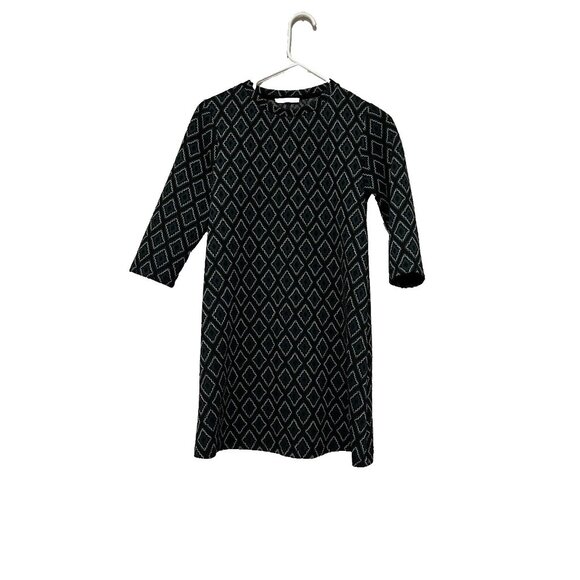 Zara Women’s Green & Black Geometric Pattern Mini Dress Size S - Picture 4 of 7